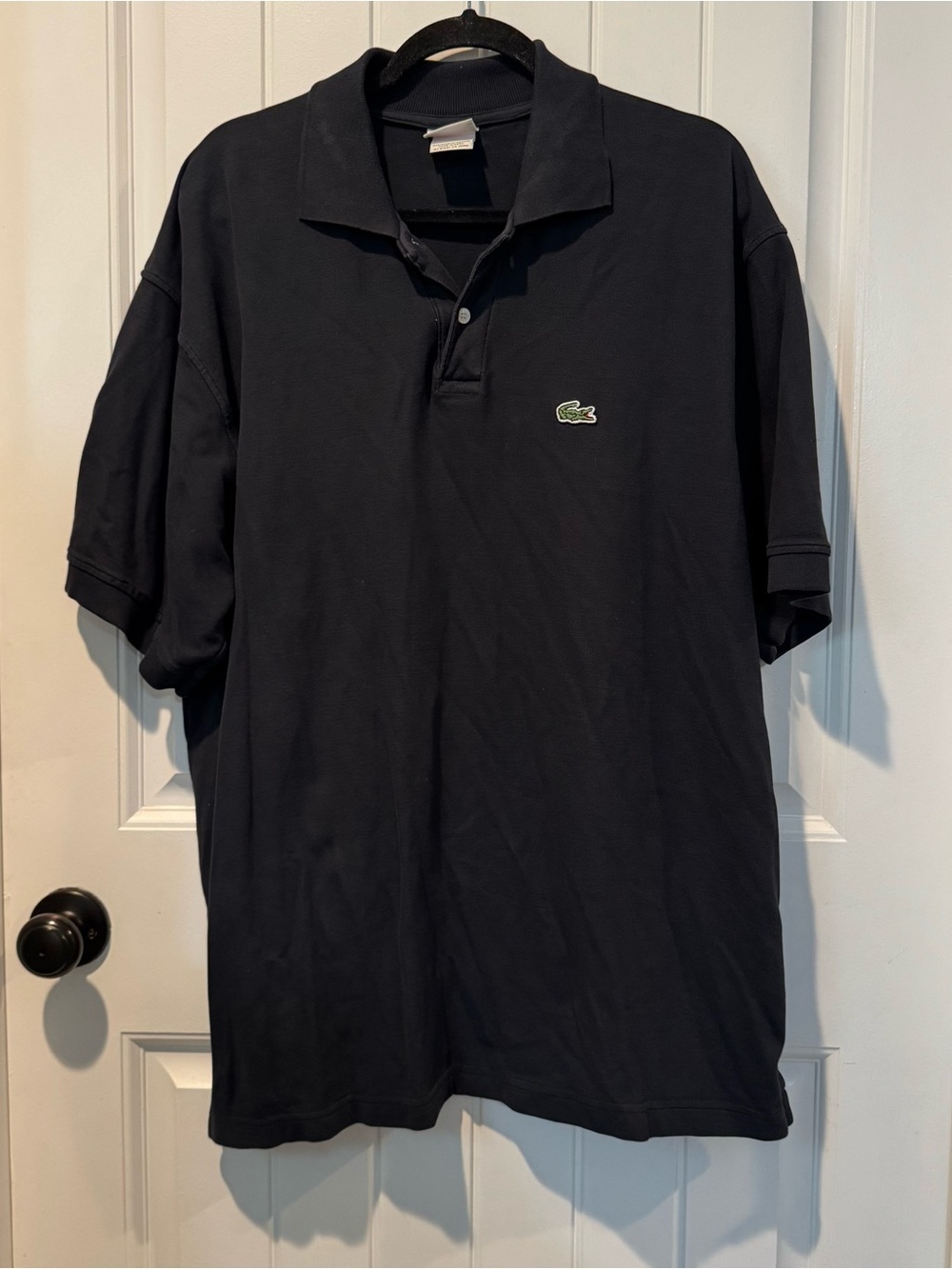 Lacoste Men’s Black Polo with Green Croc Logo Size 8=2XL
